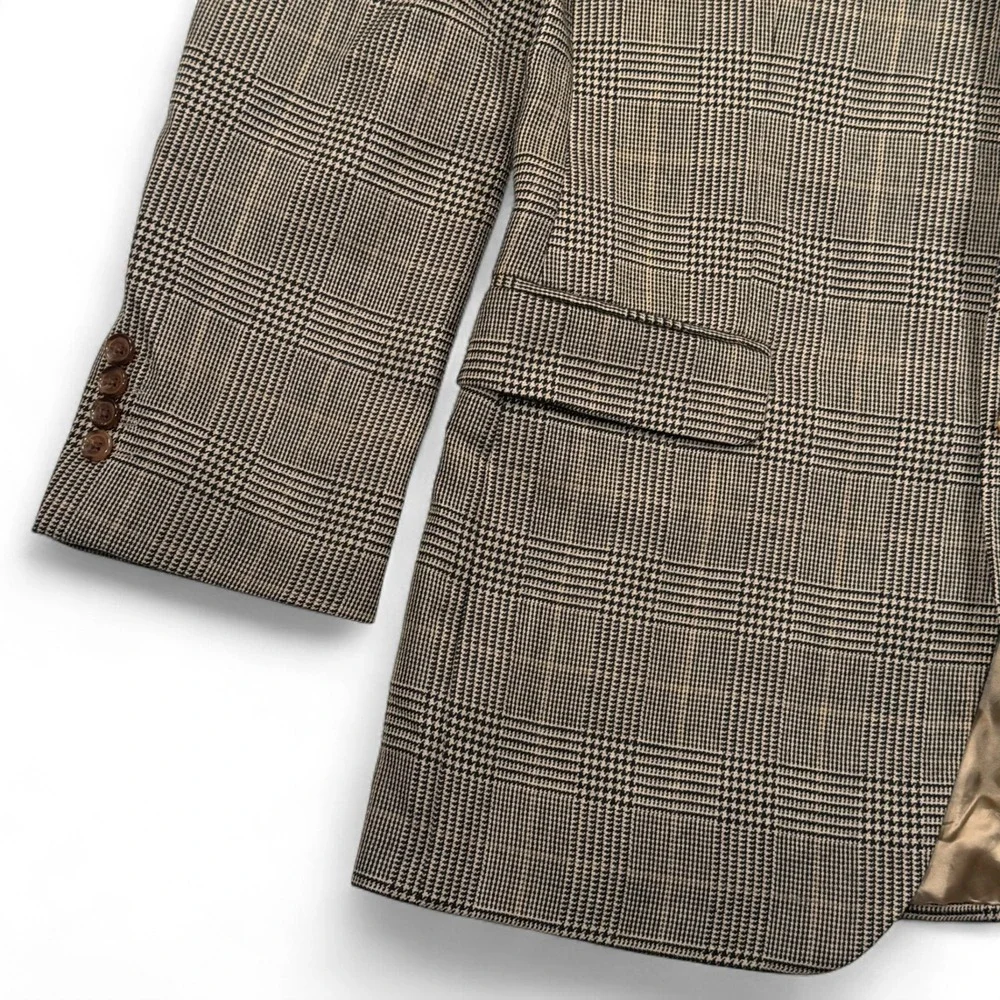 Ralph Lauren Dillards Mens Brown Plaid 100% Wool Blazer 41 Long 41L Sport Jacket